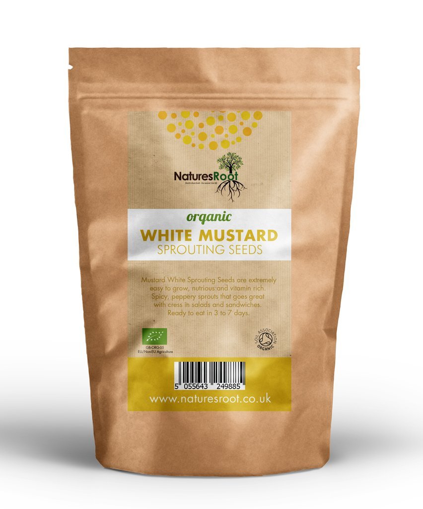 Natures Root Organic Mustard (Yellow) Seeds 250g - Seeds for Sprouting | Microgreen Sprouts | Garden Planting | Vegetable Gardening