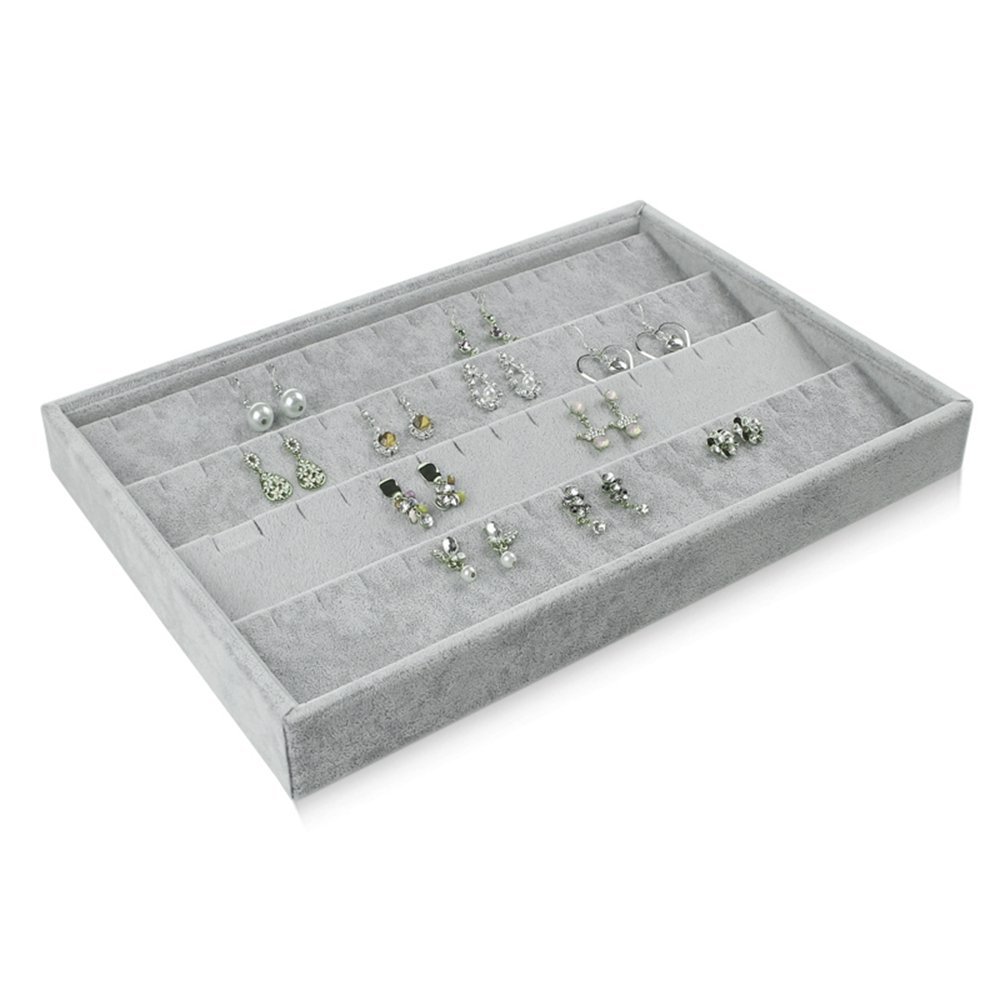 Bocar Grey Velvet Earring Jewelry Display Showcase Organizer Holder(GP=EH)