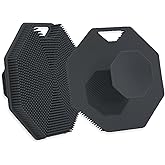 MIELIKKI Silicone Body Scrubber, Multi-Function Exfoliating Body Scrubber, Soft Shower Scrubber, Silicone Facial Cleansing Brush with Easy Grip Handle, Fits All Skin Types, Black