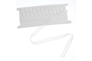 BREMOROU White Lace Ribbon Lace Trim Crocheted Trim DIY Craft Ribbon Scallop Edge for Sewing Making Gift Wrapping Bridal Wedding Decorations Vintage Scalloped Edge Ribbons for Sewing