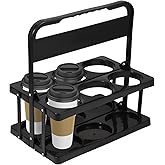 Portable Drink Carrier for Big Cups, Foldable Plastic Cup Holder, Reusable Cup Holder Carrier with Handle, Drink Delivery Carrier