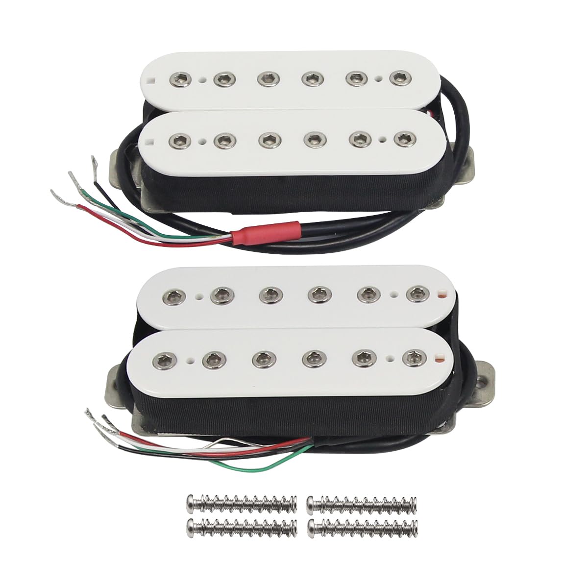 FLEOR Alnico 5 Electric Guitar Neck Pickup & 15-16K Bridge Pickup Set White Double Coil Humbucker Pickups — image 1