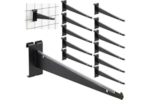 Alffun 12 PCS Gridwall Knife Shelf Bracket with Lip, 12" Metal Gridwall Brackets Hooks Heavy Duty Shelf Bracket Gridwall Accessories - Fits All 3" Grid Panels