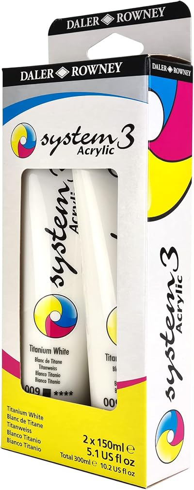Daler Rowney System3 Titanium White 150ml Twin Pack Acrylic Paint