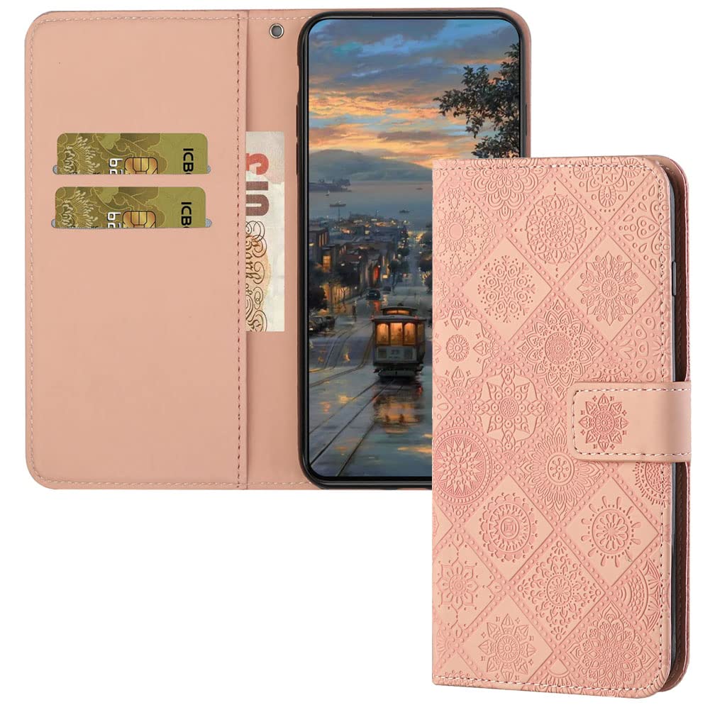 SIYOPINPFY Wallet Case for iPhone 15, Card Holder Slots TPU Leather Case Flip Kickstand Stand Case Magnetic Closure Shockproof Protective Case Cover for iPhone 15 XC Rose Gold