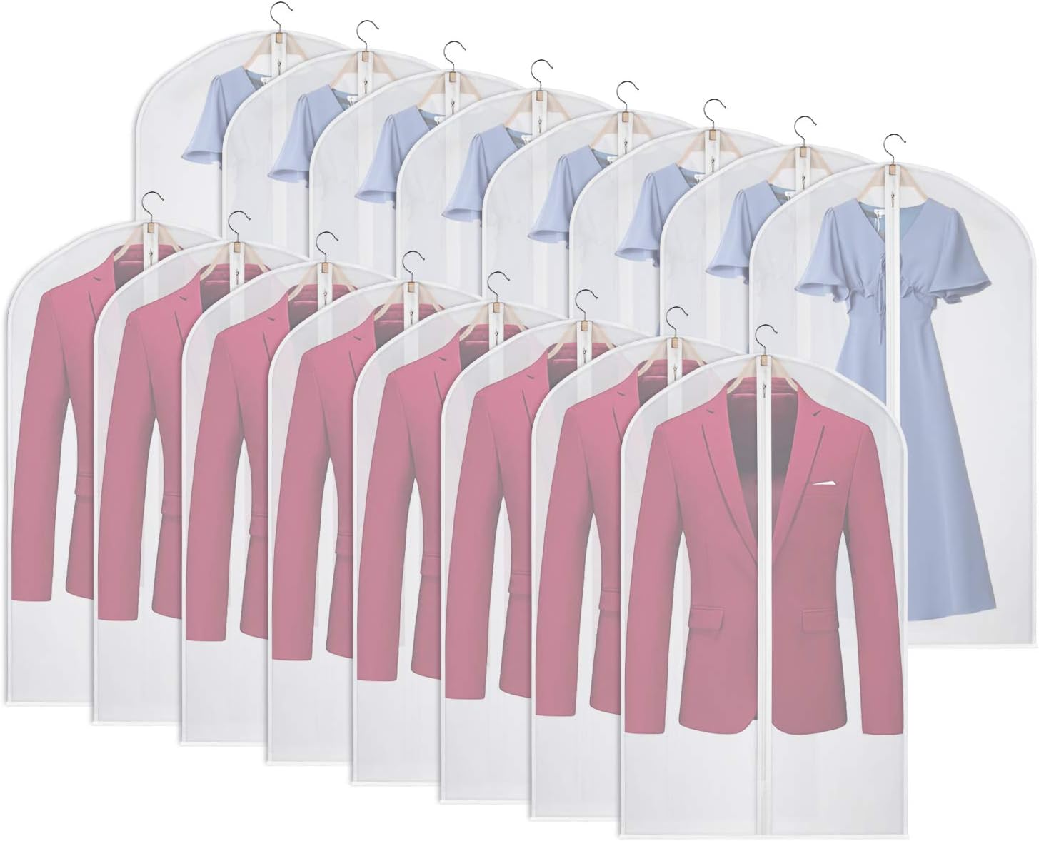 Univivi Garment Bag Suit Bag for Storage and Travel 60 inches, Anti-Moth Protector, Lightweight Study Full Zipper Washable Suit Cover for Dresses, Suits, Coats, Set of 3: Home & Kitchen