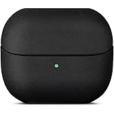 LOPIE Leather Case for Samsung Galaxy Buds 3 FE / Buds3 Pro/Samsung Buds 3 Case Cover with Lanyard - Made of Crazy Horse Leather - Vintage Style - Handmade Drop Protection Hard Shell Cover - Black