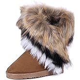 Women Winter Warm high Long Snow Ankle Boots Faux Fox Rabbit Fur Tassel Shoes