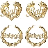 Big Bamboo Hoop Earrings for Women Chunky Large Hoops Earrings 80s 90s Outfits for Women Hip-Pop Style Party Jewelry Gifts