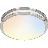 hykolity 16 inch Dimmable LED Flush Mount Ceiling Light Fixture, Brushed Nickel, 36W, 2200LM, 2.7/3/3.5/4K/5K Adjustbale, 120