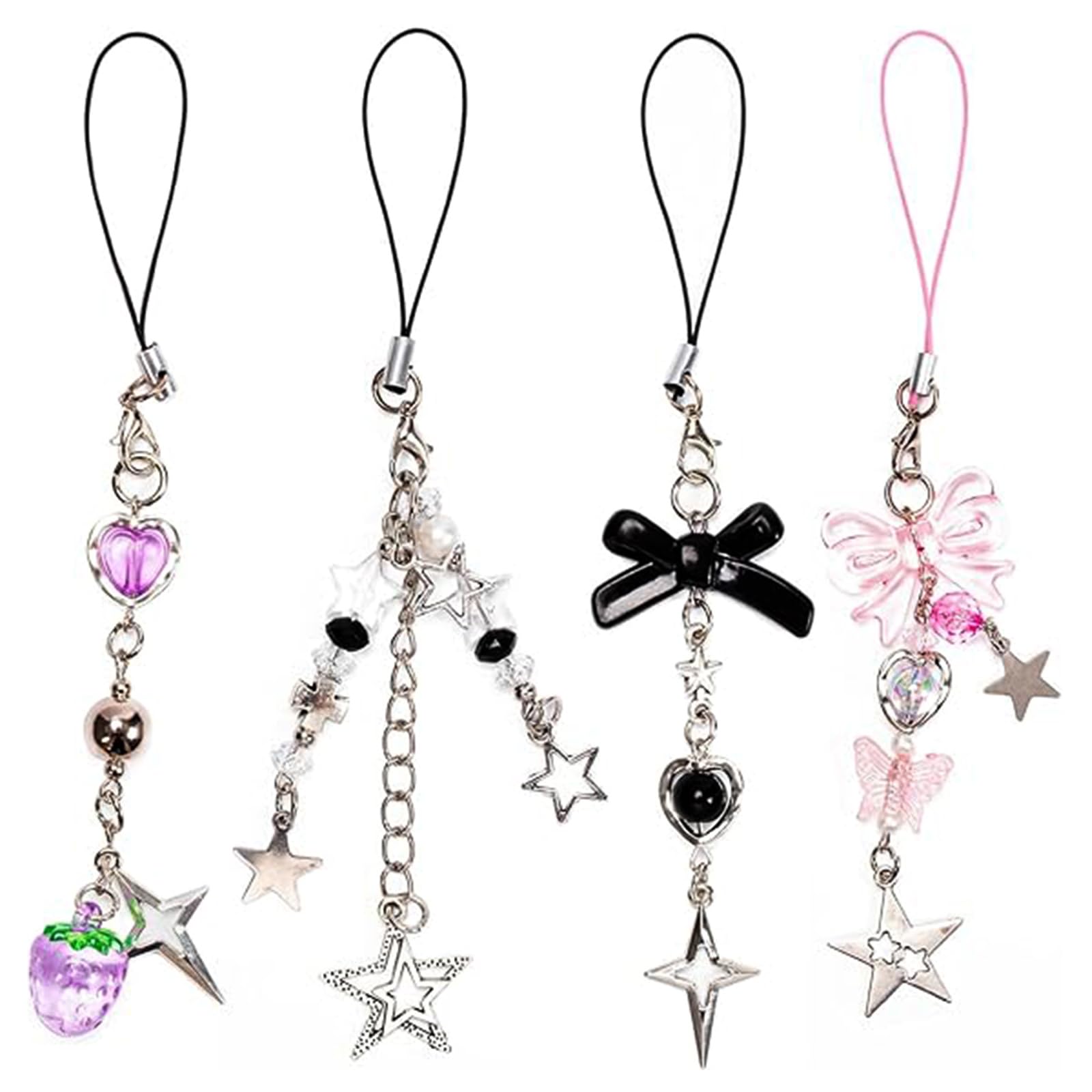 Auony Cute Phone Charms Aesthetic Cell Phone Charms Strap Star Phone Charm Y2K Accessories Decorative Charms for Phone Bag Keychain Airpods Camera Pendants Decor