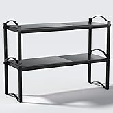 Thickened 2 Pack Expandable Cabinet Organizer Shelves, Stackable Countertop Shelf Organizers for Kitchen Pantry Cabinet Storage, Adjustable Counter Cupboard Organizer Shelf Rack Stand 22"L