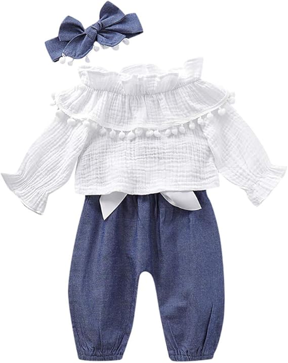 Amazon Co Jp Cousannory ベビー服 女の子 セットアップ 子供服 長袖 トップス 無地 ズボン キッズ ブラウス リボン ロングパンツ 赤ちゃん 服 白 Tシャツ フリル かぼちゃパンツ 女児 肌着 新生児 服 上下セット かわいい ヘアバンド付き 春 夏 洋服 ファッション