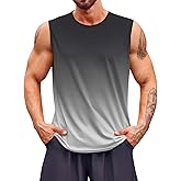 Runcati Mens Sleeveless Tank Tops Workout Muscle Gym T Shirts Crew Neck Gradient Tee Tops