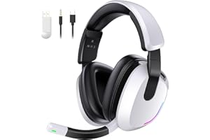 YPBDAN Wireless Gaming Headset for PS5 PS4 PC Switch Mac - RGB Over-Ear Headphones with Noise Cancelling Mic, 60H Playtime, 7.1 Surround Sound, Bluetooth 5.4 & Memory Foam Ear Cushions