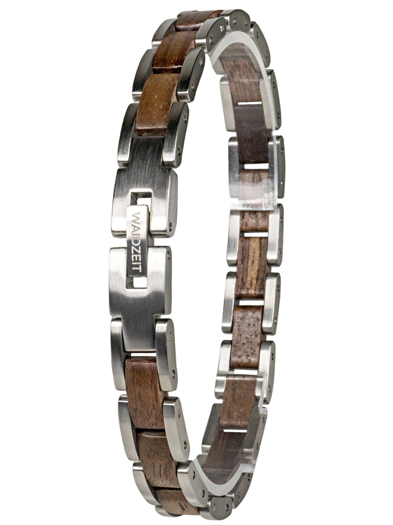 Waidzeit EL_W03 Women's Bracelet Walnut Wood Silver Brown 20.5 cm, 20.5 cm, Wood