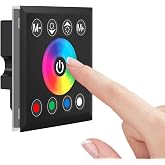 RGBZONE RGBW LED Light Strip Controller, 4 Channels LED Dimmer Controller | Adjust Brightness &amp; Modes, Wall-Mounted Touch Panel Dimming Controller for DC12V-24V 16A RGB or RGB+White LED Light Strip