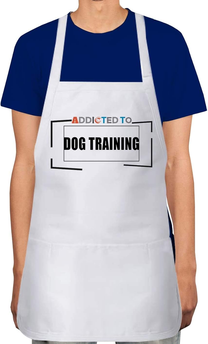 Makoroni ADDICTED TO DOG TRAINING Apron Adjustable Kitchen Chef Apron with 2