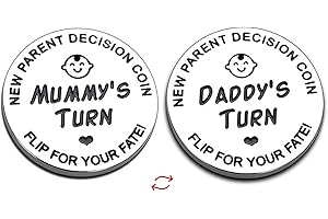 MELIATOMIA Fathers Day New Baby Gifts for Parents,Double-Sided Decision Coin Gift for New Mom & Dad,Funny Baby Shower Gifts for Couple,Gifts for Pregnant Women as Halloween Thanksgiving Christmas Gift，A-Silver