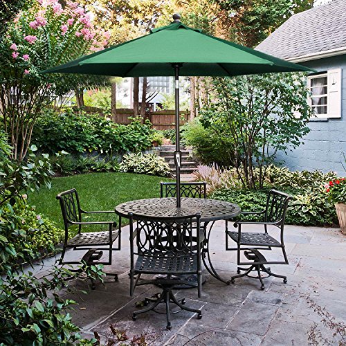 LCH 9 ft Umbrella Outdoor Patio Yard Market Table Umbrella 1.5" Pole Push Button Easily Tilt Crank with Umbrella Cover (Green)