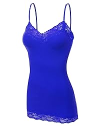 XT1004L Ladies Adjustable Spaghetti Strap Lace Trim