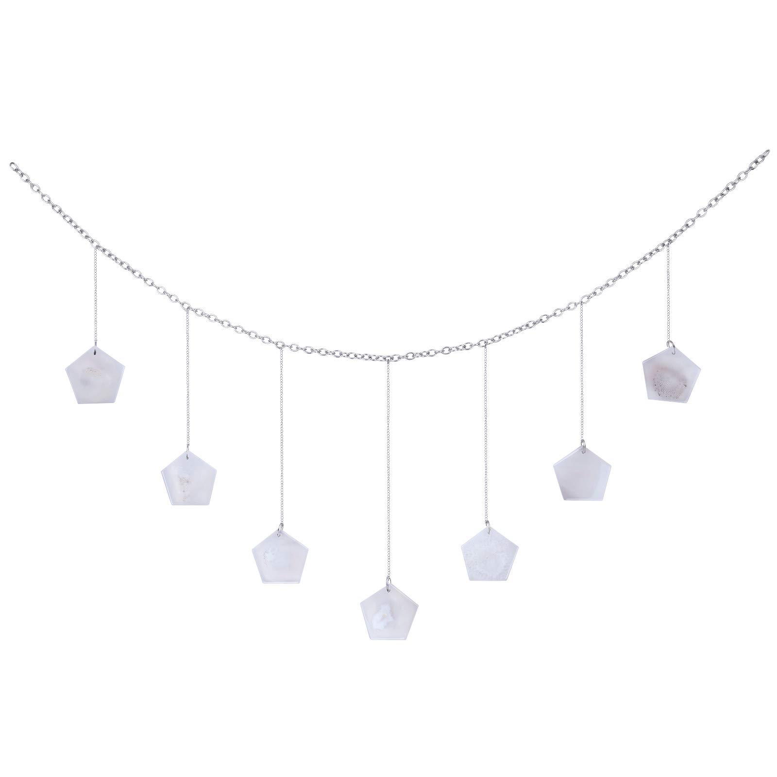 mookaitedecor 1M Natural Agate Crystal Art Healing Crystal Wall Hanging Ornament for Living Room Bedroom Party Home, Living Room Decor Pentagon Wall Art Decor Good Luck Home Decor New Home Gift