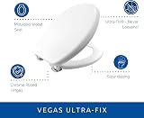 Bemis Vegas Ultra-Fix White Toilet Seat Soft Close Moulded Wood Hinges view 3