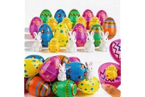 Easter Eggs Plastic Fillable with Toys Colorful Easter Eggs with Chicks and Bunnies for Kids Fillable Plastic Eggs for Egg Hu