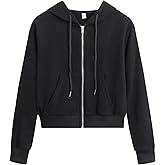 DRESSOLE Women's Cropped Zip Up Hoodie Casual Long Sleeve Workout Hooded Sweatshirt Coat