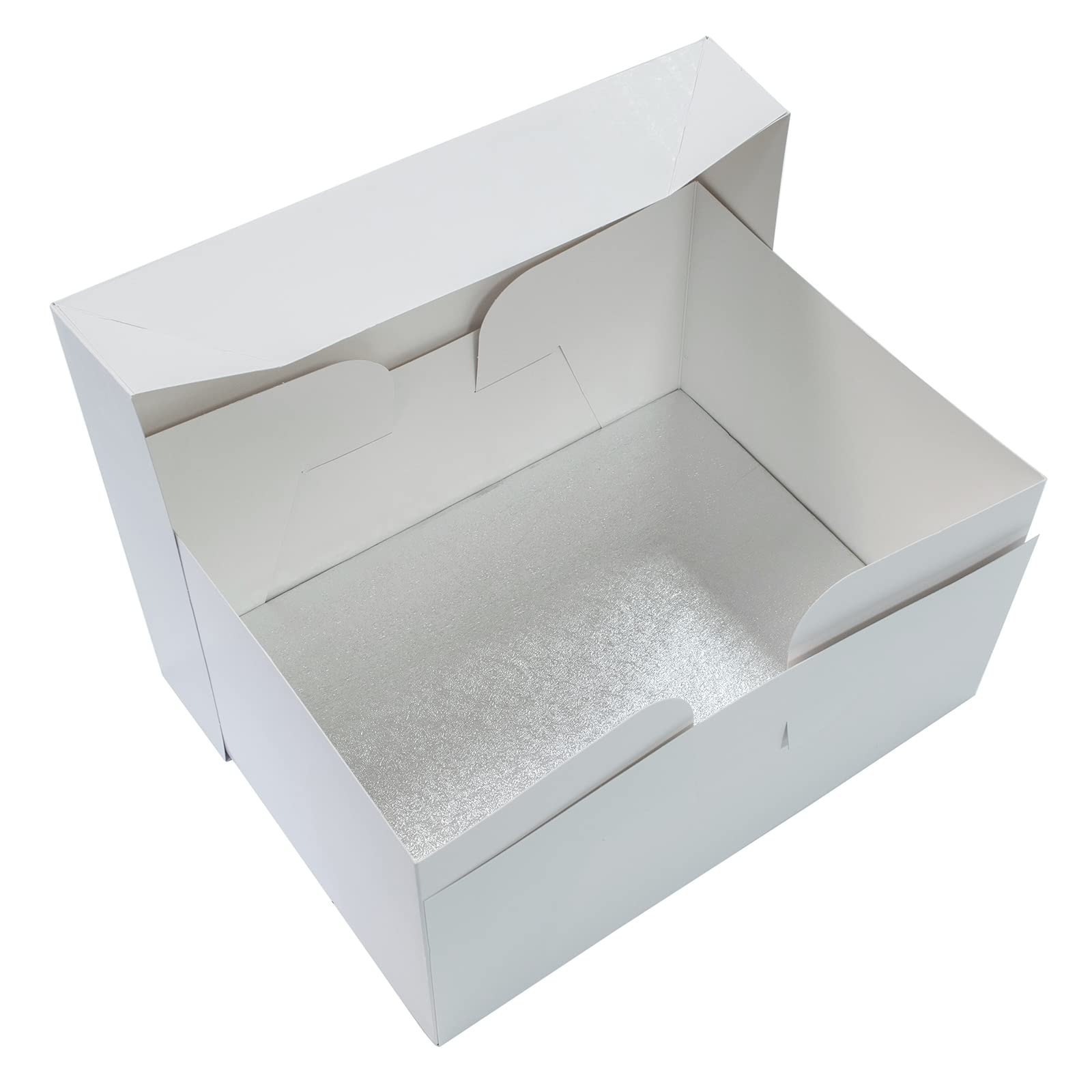 Culpitt 12'' X 9'' Cake Board & White Cake Box Combo | 5 Pack | Oblong Silver Fern Cake Drum With Matching Box, 0.5'' (13mm) Thick, Rectangular Cake Transport Set, 304 X 228mm - Pack Of 5