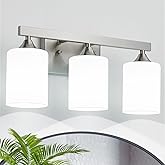 ZHU YAN Brushed Nickel Vanity Light,3 Light Bathroom Lighting Fixtures Over Mirror,Milky White Glass Shades Wall Sconces,Vani