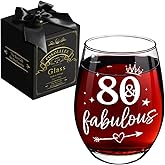 80th Birthday Gifts for Women Her - 80 Fabulous Wine Glass Turning 80 Years Old Gift, Unique Happy 80th Birthday Gifts for Her, Mom, Wife, Friends, Sister, Female, Coworker, Grandma, Aunt