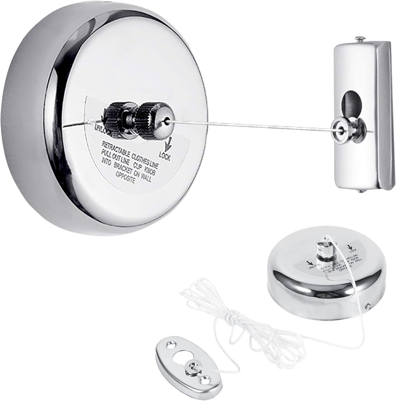 Retractable Washing Lines, 304 Stainless Steel Stainless Steel Wall Mounted Clothes Line, Dryer Indoor Outdoor Laundry Single Clothesline Home Hold 22 Pounds