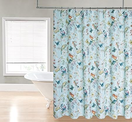 Regal Home Collections Botanical Bird Print Fabric Shower Curtain
