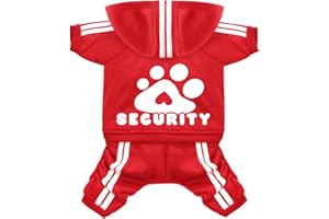 Otunrues Dog Hoodie Security Clothes 4 Legs Dog Jumpsuit Sweatshirt Hoodies Soft & Warm Dog Outfit Pullover Dog Winter Clothes Sweater for Small Medium Large Dogs Cats (Red, Medium)