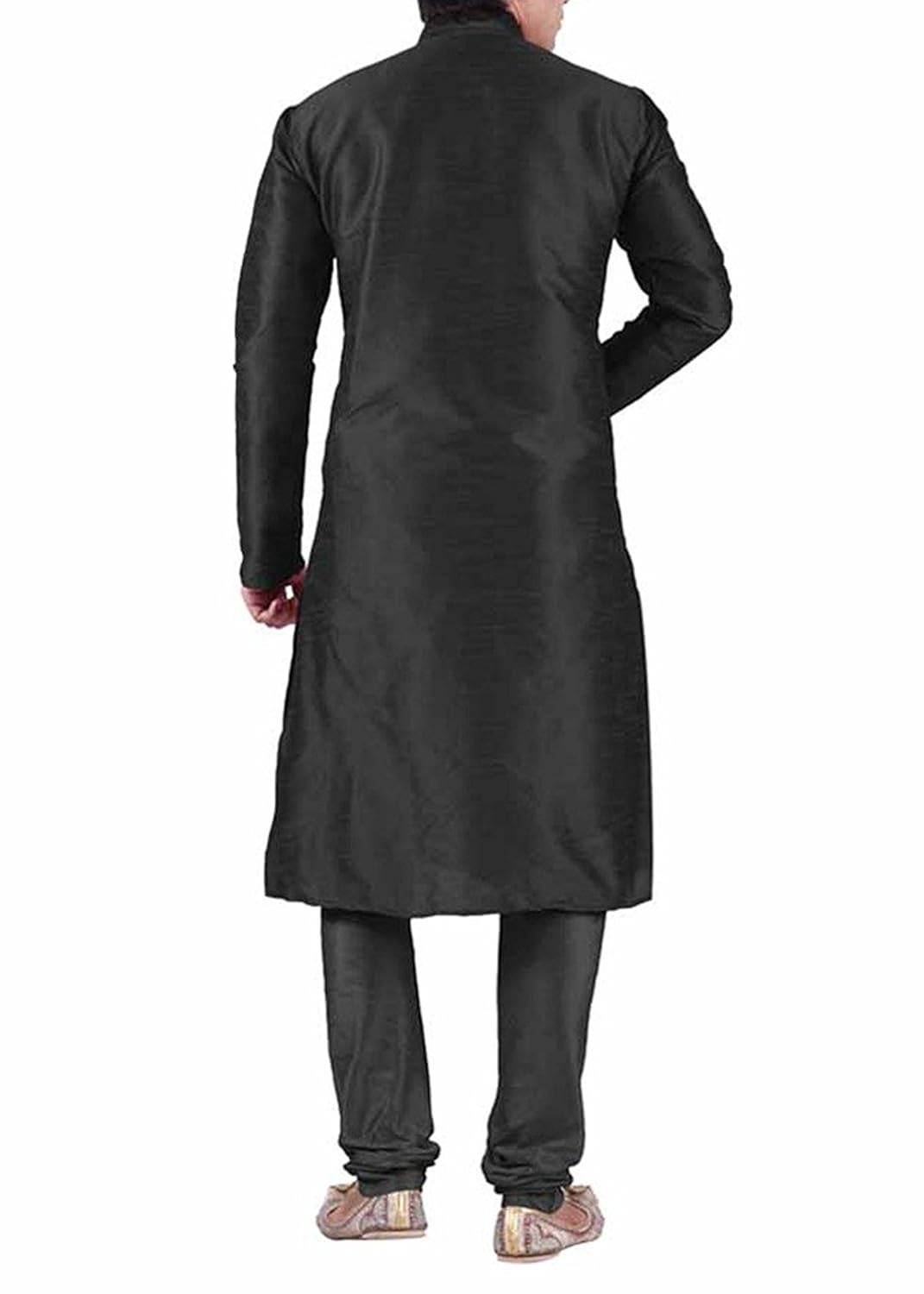 modern garments men's black dupioni silk kurta pyjama