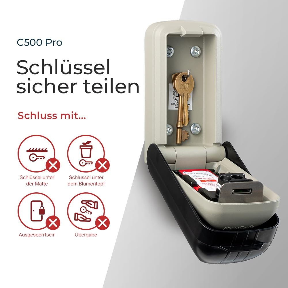 Schlüsseltresor SUPRA C500 | Polizei Bevorzugt Schlüsseltresor mit Zahlencode - Schlüsselsafe Außen - Schlüsselbox mit Code - Wandmontage für Schlüssel, Karten & Anhänger 3
