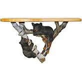 The Bridge Collection Wall Shelf with Climbing Bear Cubs - Rustic Lodge Style Shelf with Tree Branch Design - Cabin Decor Accent with Wildlife Detail