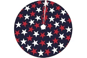 GIANLAIMA Patriotic Independence Day USA Flag Freedom Stars 36 Inch Christmas Tree Skirt Carpet Mat Funny Party Soft Cover Mat Decor Supplies for Xmas Halloween Decorations Occasion Farmhouse