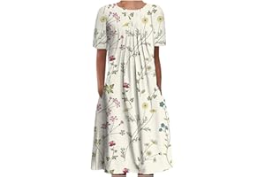 TAPANET Womens Summer Dresses 2024 Casual Plus Size Dress Trendy Floral Boho Dress Flowy Spring Dress Shirt Dress with Pocket