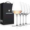 LUNA & MANTHA White Wine Glasses Set of 4, Crystal Wine Glasses with Stem, Hand Blown 14oz, Perfect for Red，White Gift Packaging for Daily Use, Father's Day, Wedding Anniversary or Birthday
