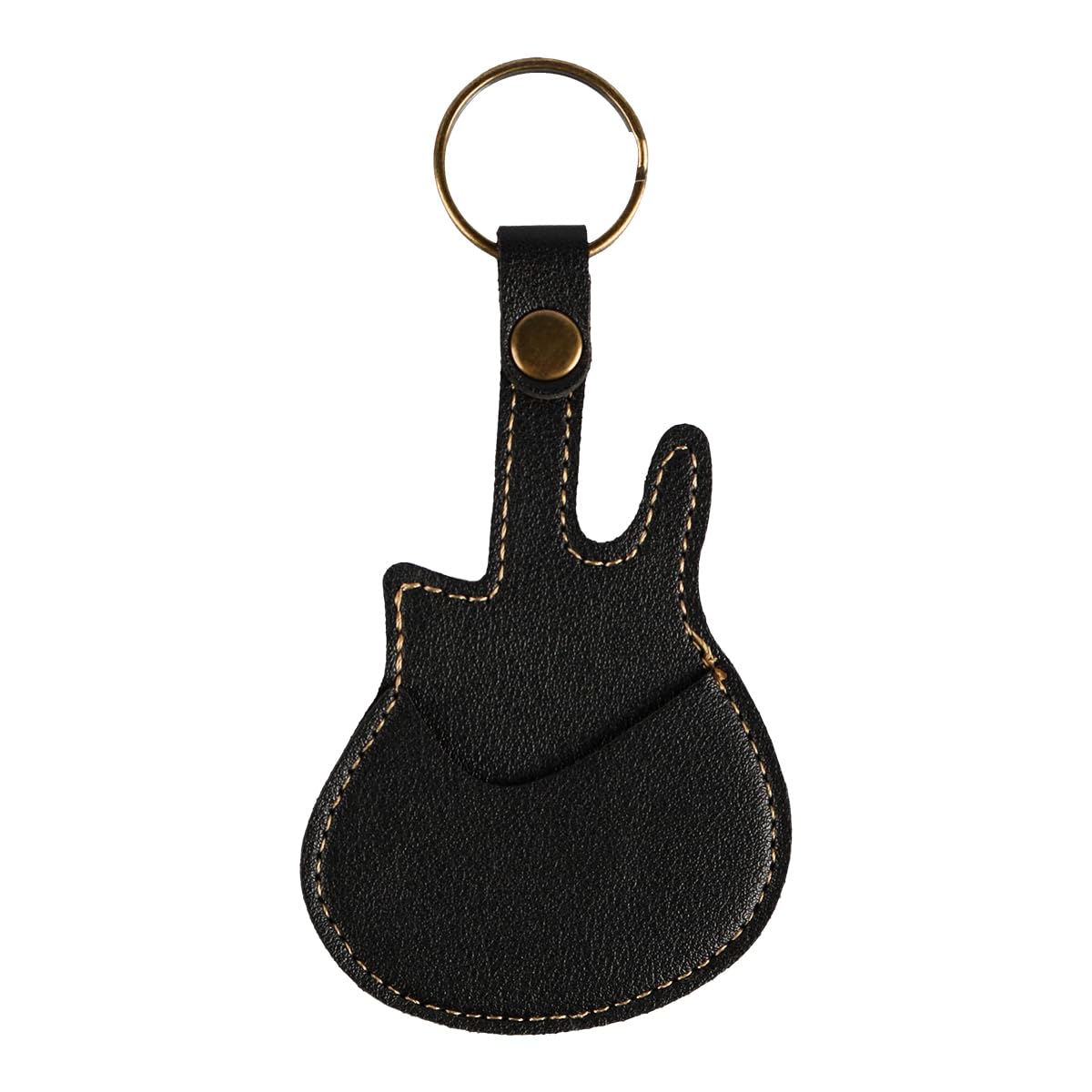 Ieron Guitar Pick Holder Case - Premium Leather Key Ring Holder for Acoustic and Electric Guitars-Black