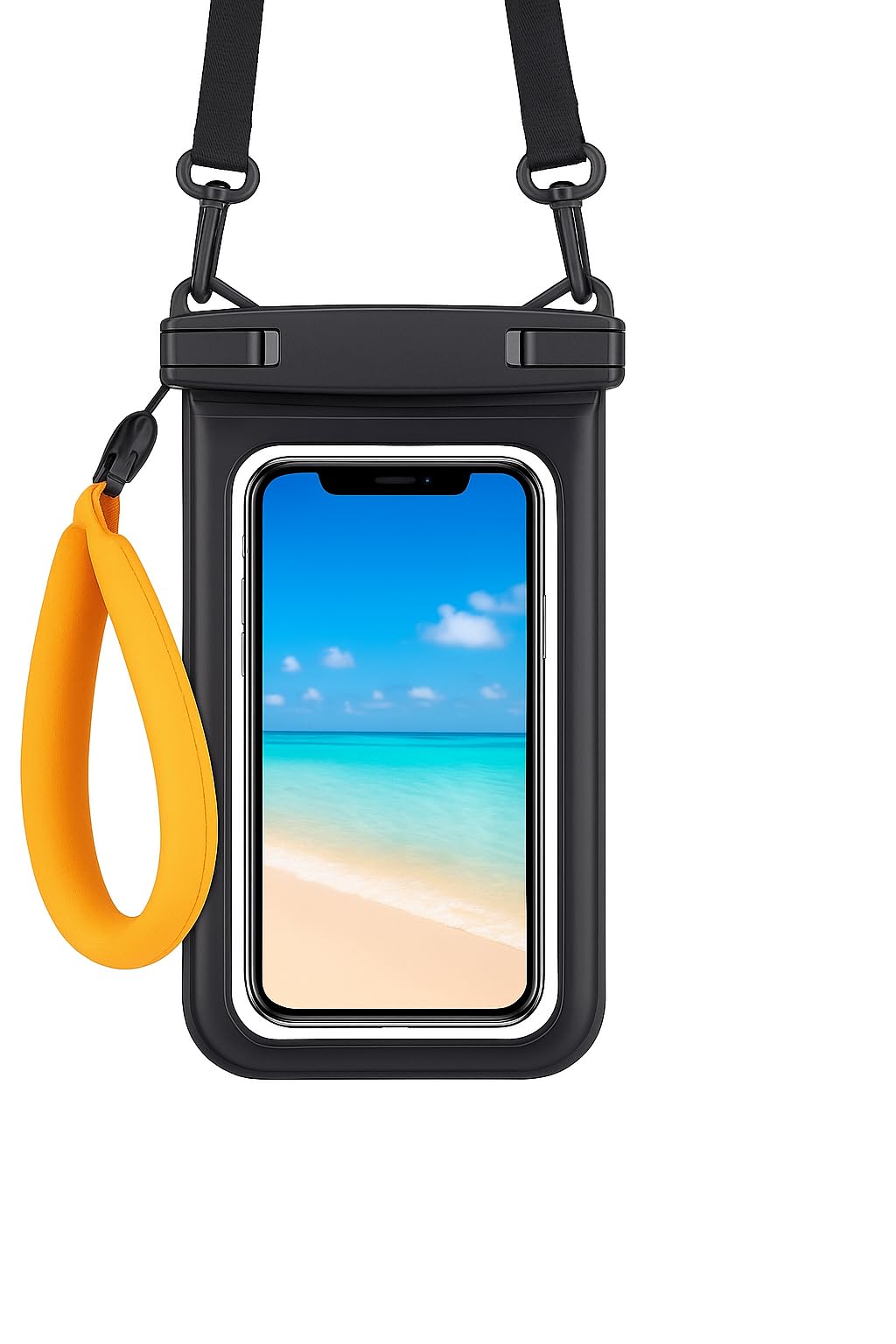 Photo 1 of Waterproof Phone Pouch with Floating Strap – Universal Case for iPhone & Samsung – Fits up to 7” Phones – Clear PVC – 2 Pocket Design – Beach, Swim, Kayak Use
