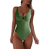 fatty tiger Womens One Piece Swimsuits Tummy Control U Wire Bathing Suit Ruched Push Up Swimwear High Cut Monokini