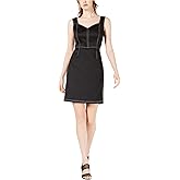 Bar III Women's Stitched-Bodice Sheath Dress, Deep Black, Large