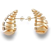 Apsvo Chunky 14K Gold Plated Hoop Earrings for Women, Lightweight Waterdrop Hollow Open Hoops, Hypoallergenic Dupes Earrings
