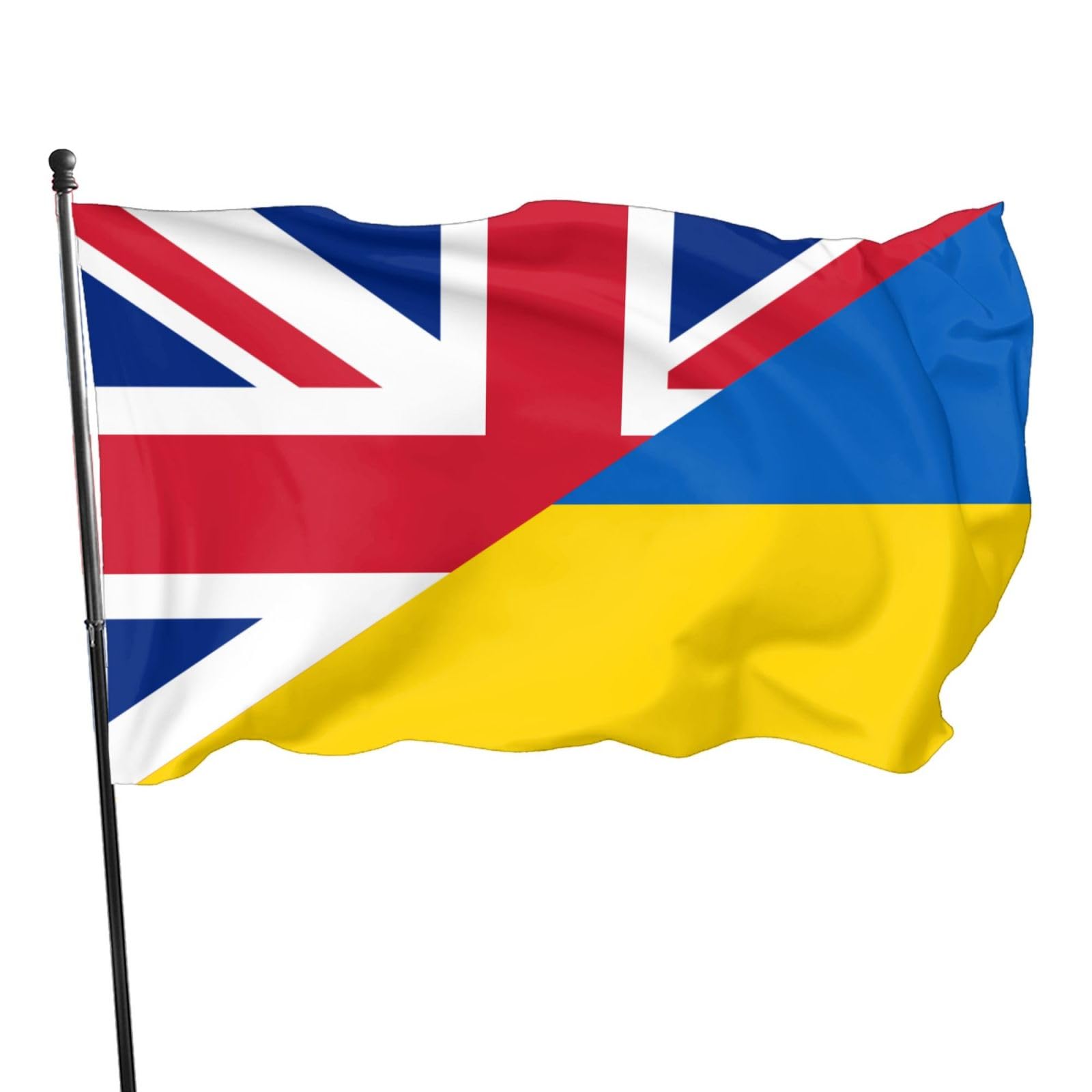 5ft x 3ft UK & Ukraine Flag, Durable British & Ukrainian Flag with 2 Metal Eyelets for Commemorative Decorations in Sporting Events, Parties, Parade