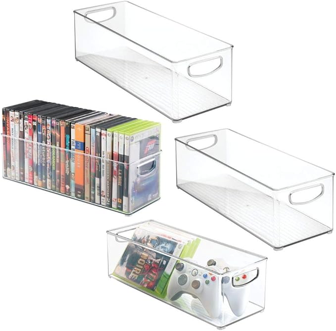 mDesign lot de 4 bacs de rangement pour DVD organiseurs de DVD en