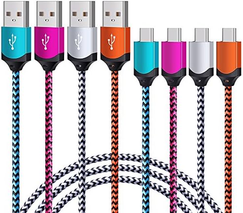 Type C Charger Cable, Hootek USB C Cable 4-Pack 6FT Durable Nylon Braided Charger Cable Fast Charging Cord for Samsung Galaxy S9 S8 S8 plus, Note 8, Moto Z Z2, LG LG G7 ThinQ V30 V20 G5 G6, HTC 10