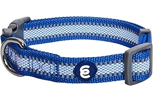 Blueberry Pet Essentials Small Dog Collar | Adjustable Reflective Nylon Dog Collars for Small Dogs | Navy Blue Puppy Collar for Night Walking | Safety Dog Training Collar